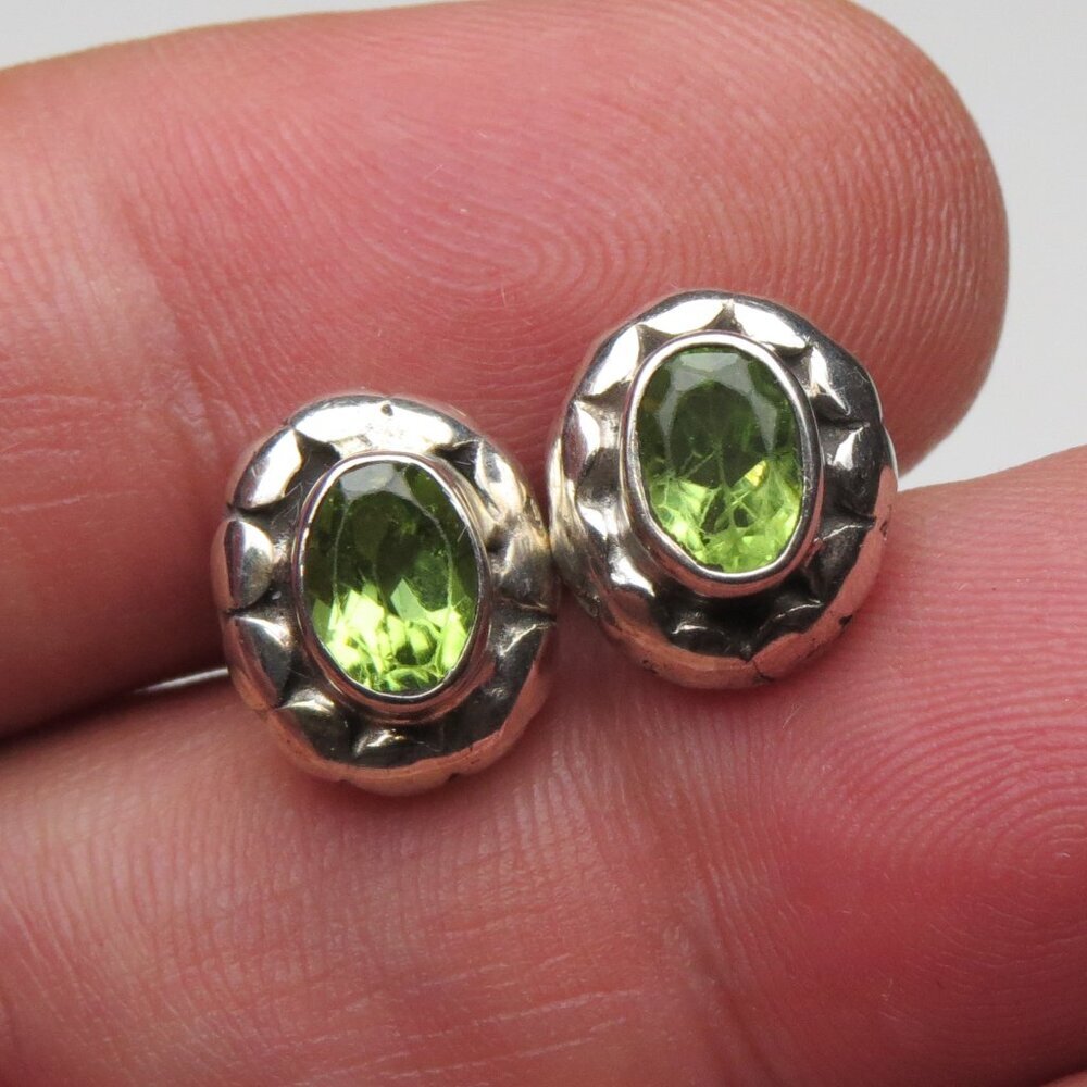 *925 Sterling Silver Genuine Peridot Earring Studs